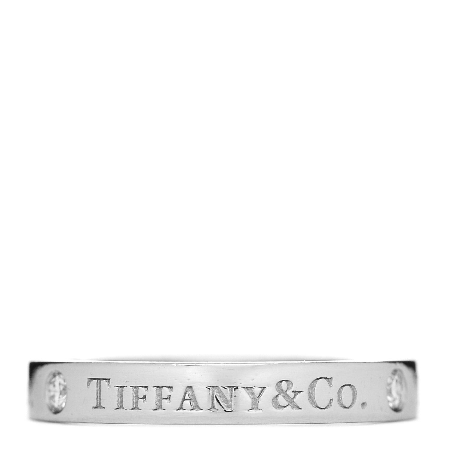Tiffany Platinum Diamond Logo Band Ring 52 6 1 of 4