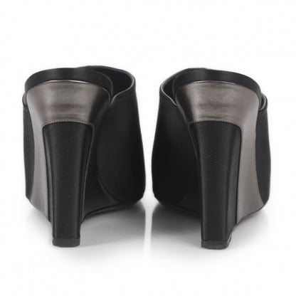 Louis Vuitton Satin Wedges 39 Black 3 of 10