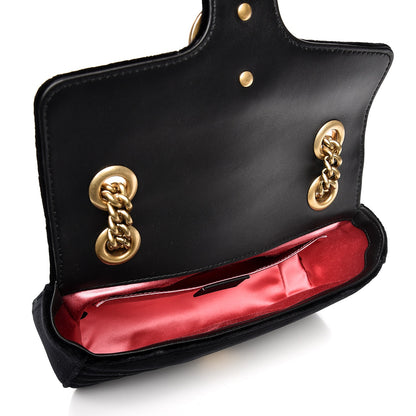 Gucci Velvet Matelasse Mini GG Marmont Shoulder Bag Black 5 of 8