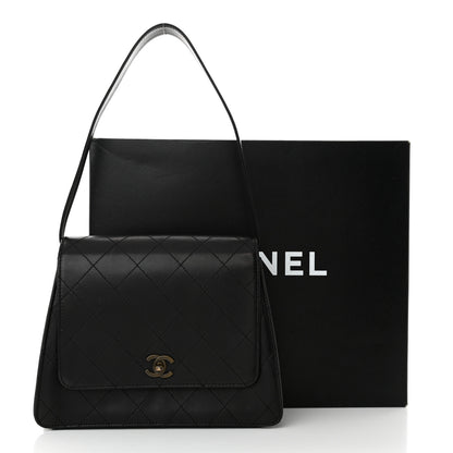 Chanel Lambskin Stitched Shoulder Flap Bag Black 18 of 18