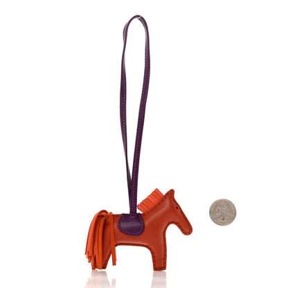 Hermes Milo Lambskin Grigri Rodeo Horse Bag Charm PM Cornaline Orange Poppy Violet 2 of 5
