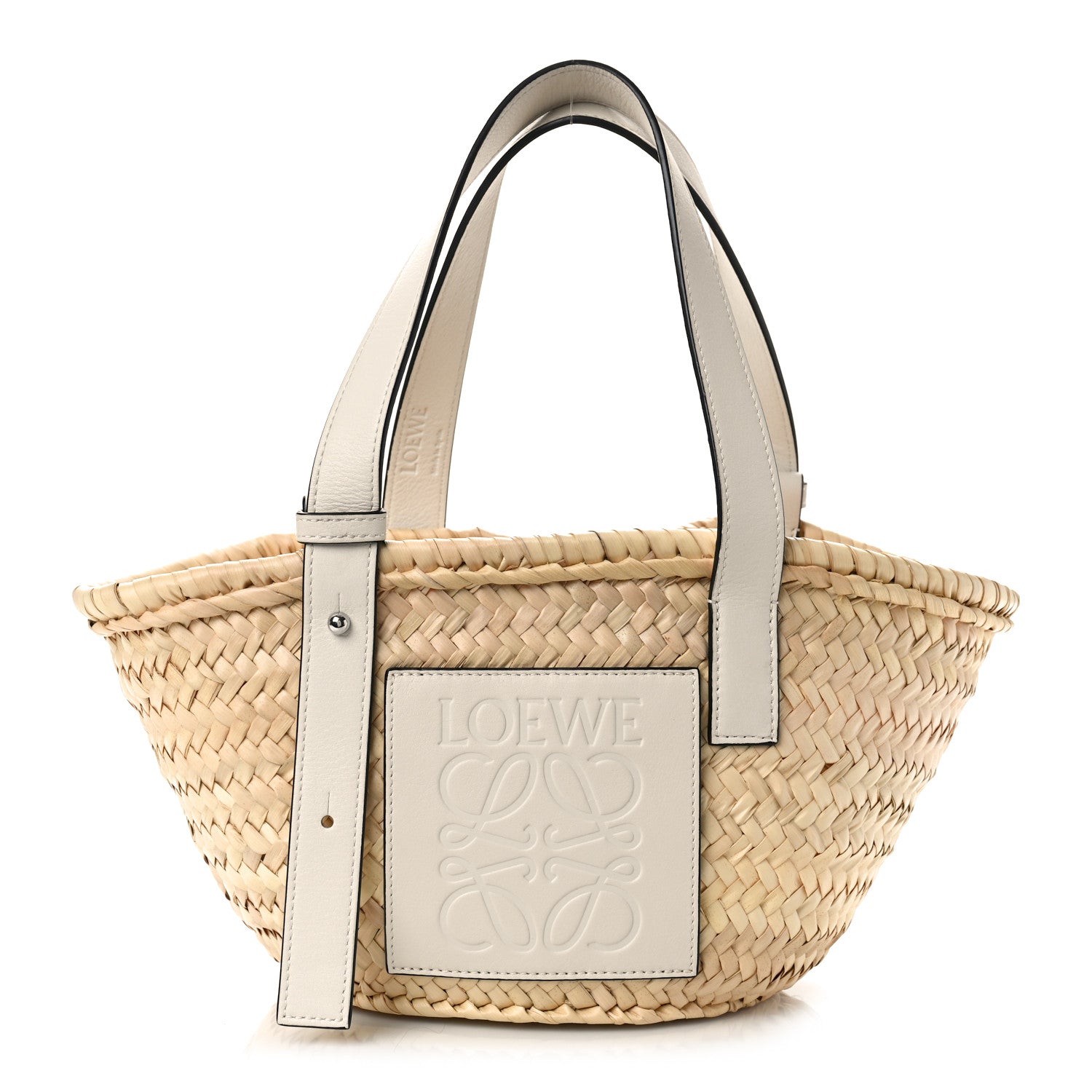 Loewe Raffia Small Basket Tote Bag Natural White 1 of 10