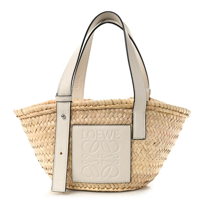 Loewe Raffia Small Basket Tote Bag Natural White 1 of 10