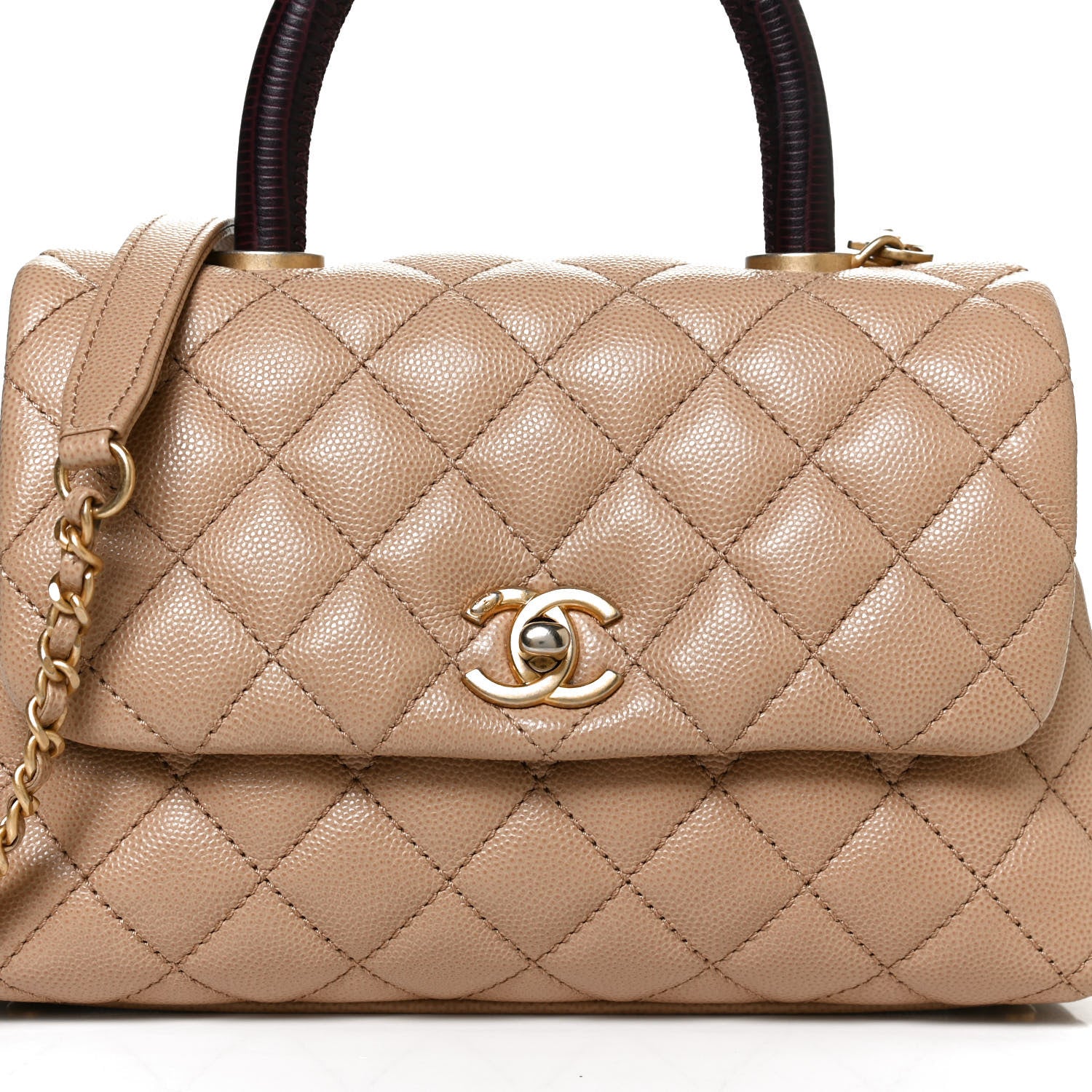 Chanel Caviar Lizard Embossed Quilted Mini Coco Handle Flap Beige 8 of 11