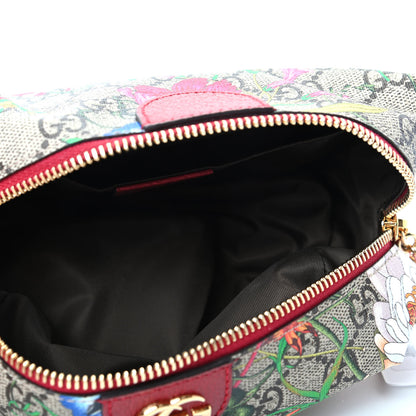 Gucci Soft GG Supreme Monogram Flora Calfskin Medium Ophidia Cosmetic Case Beige Ebony Multicolor Rosso 5 of 7