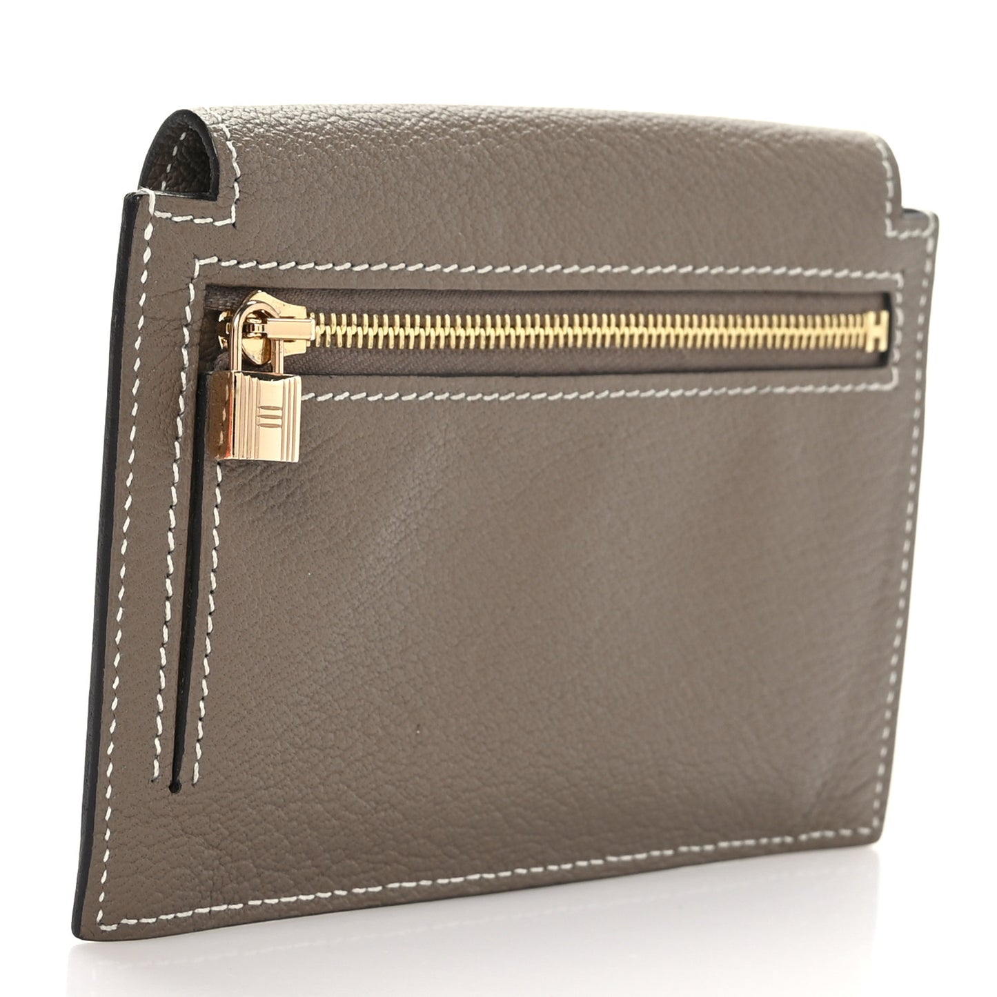 Chevre Chandra Kelly Pocket Compact Wallet Etoupe
