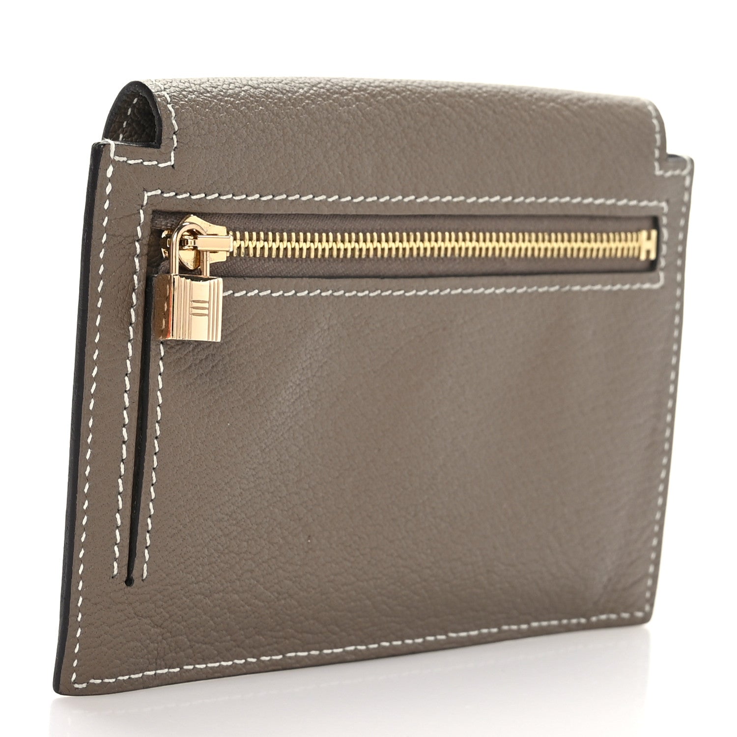 Hermes Chevre Chandra Kelly Pocket Compact Wallet Etoupe 3 of 7