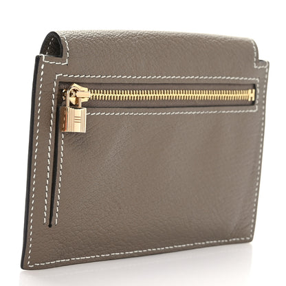 Hermes Chevre Chandra Kelly Pocket Compact Wallet Etoupe 3 of 7