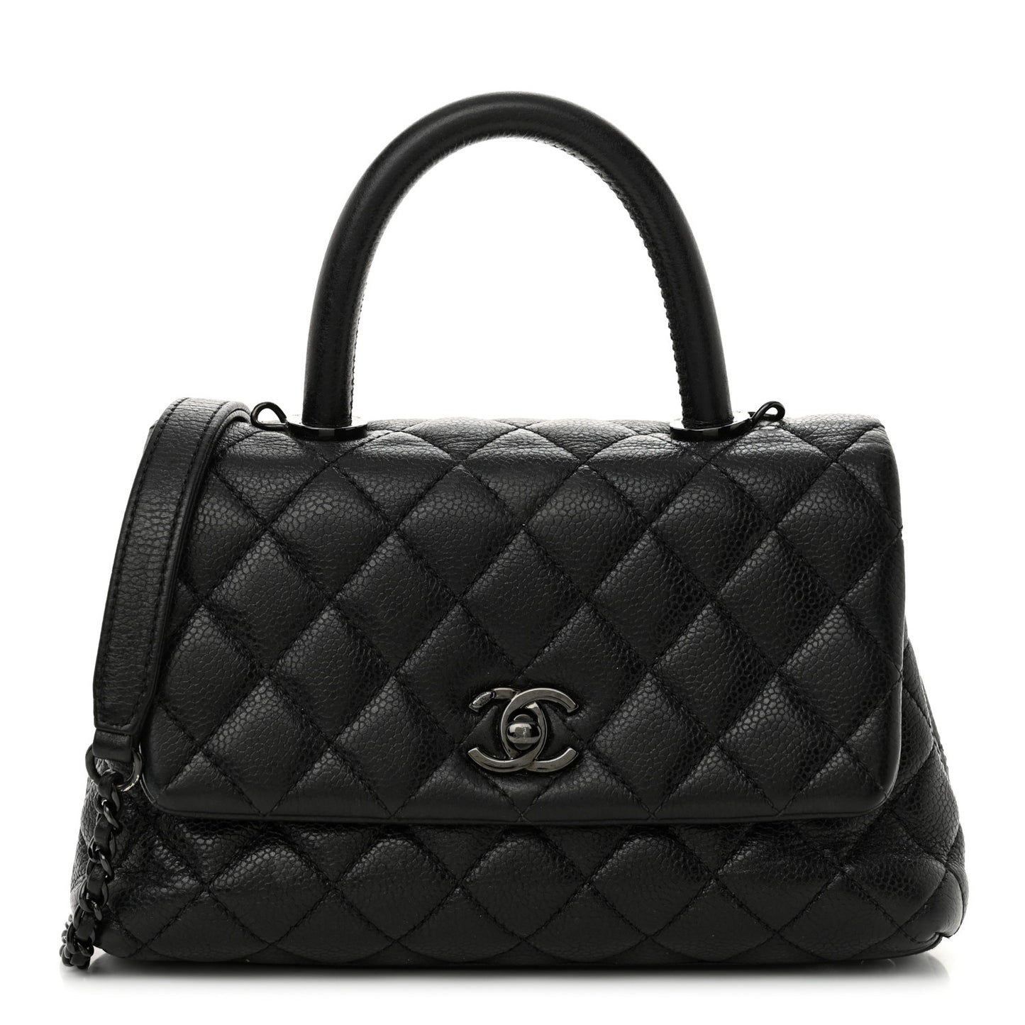 Caviar Quilted Mini Coco Handle Flap So Black