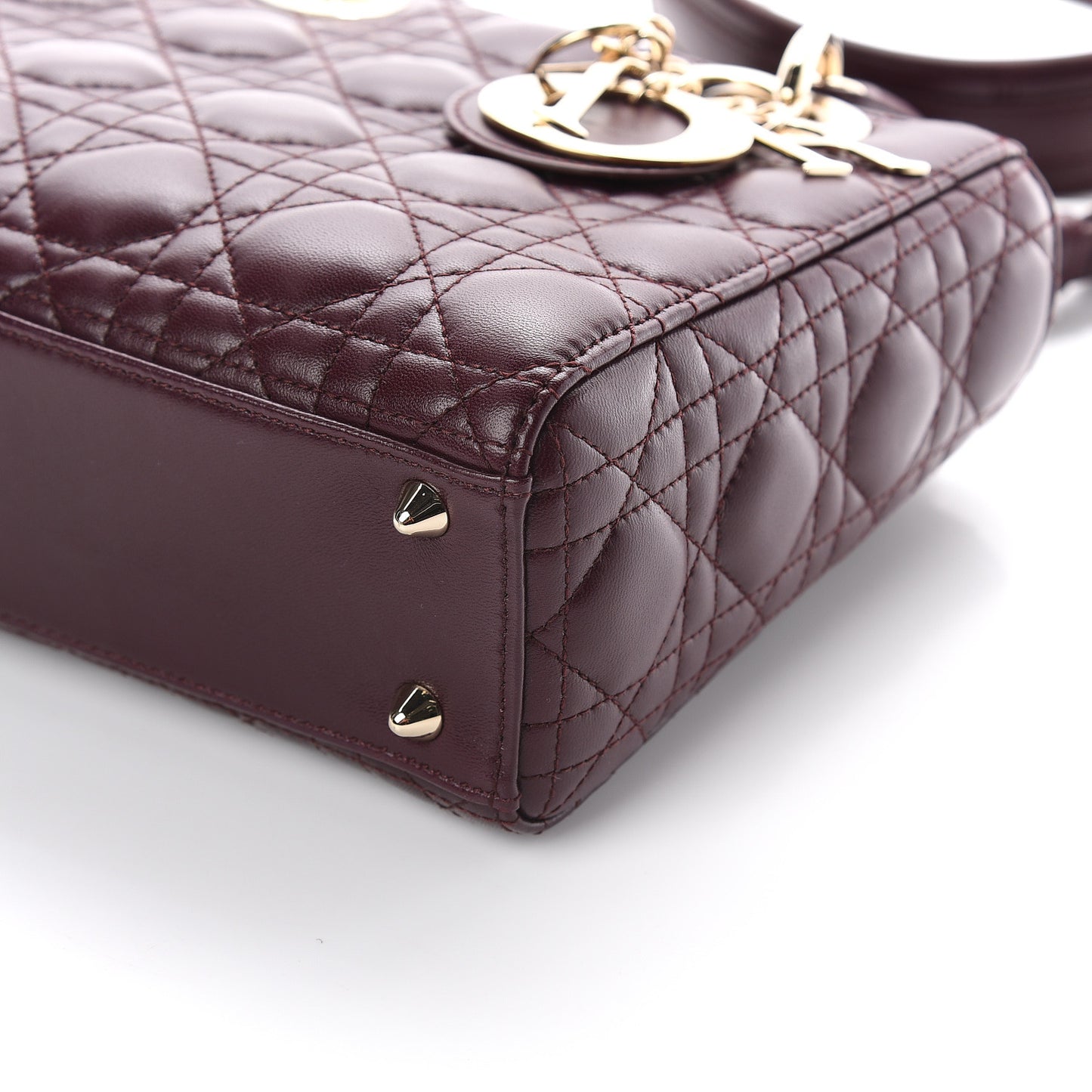 Lambskin Cannage Small Lucky Badges My Lady Dior Burgundy