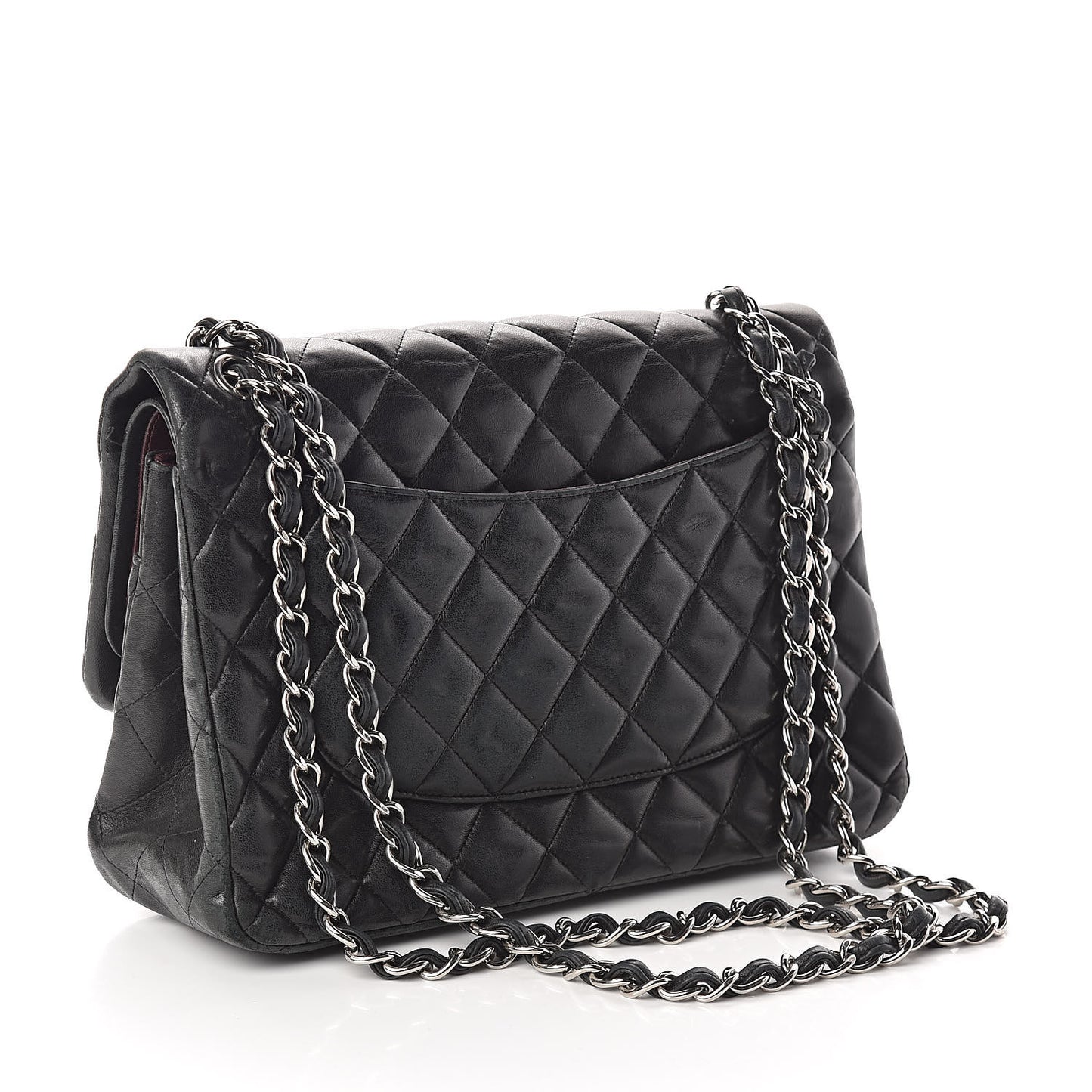 Lambskin Quilted Jumbo Double Flap Black