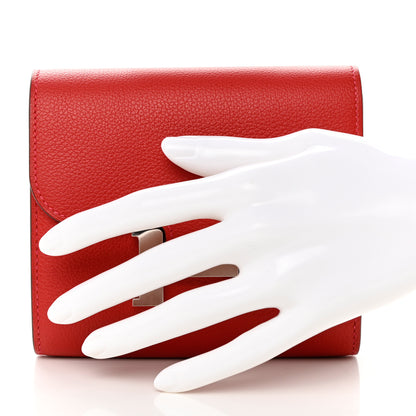 Hermes Epsom Constance Compact Passant Wallet Rouge Casaque 2 of 10