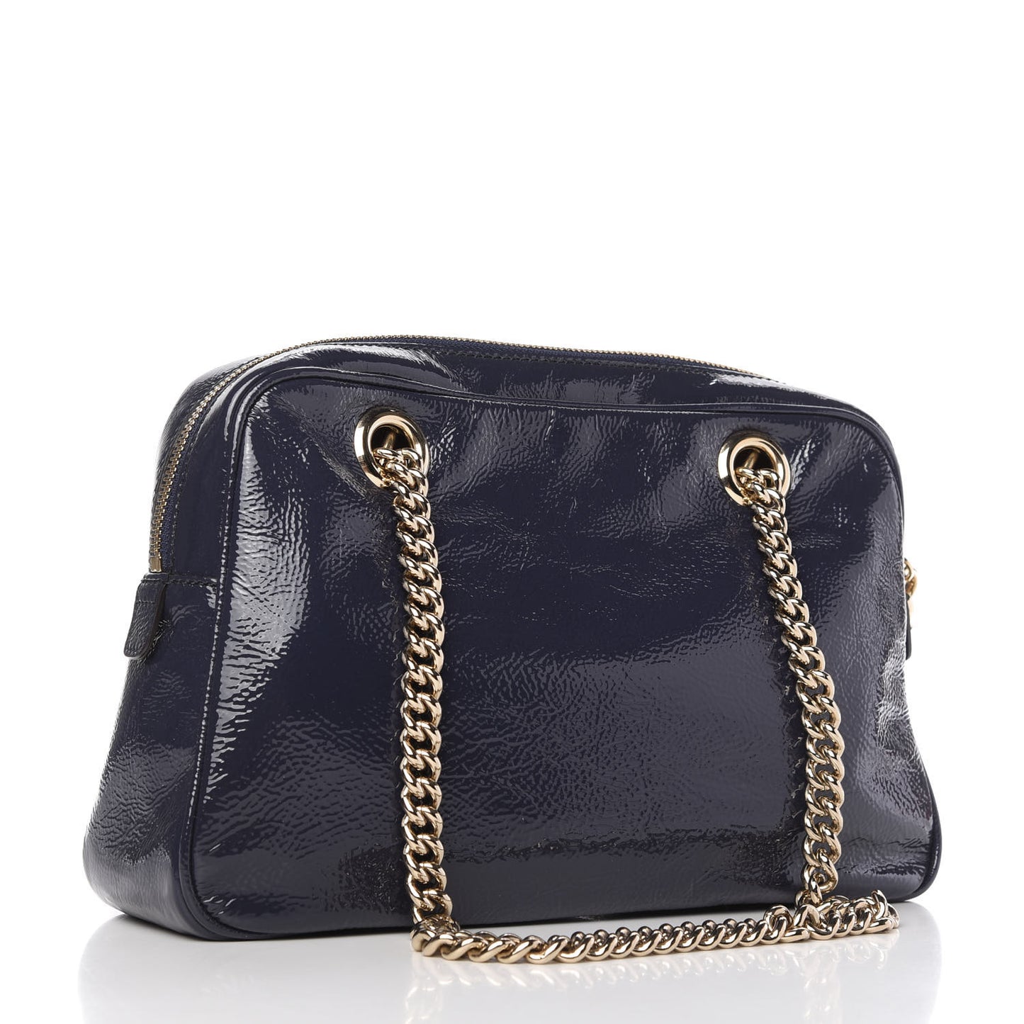 Soft Patent Small Soho Bowler Uniform Blue