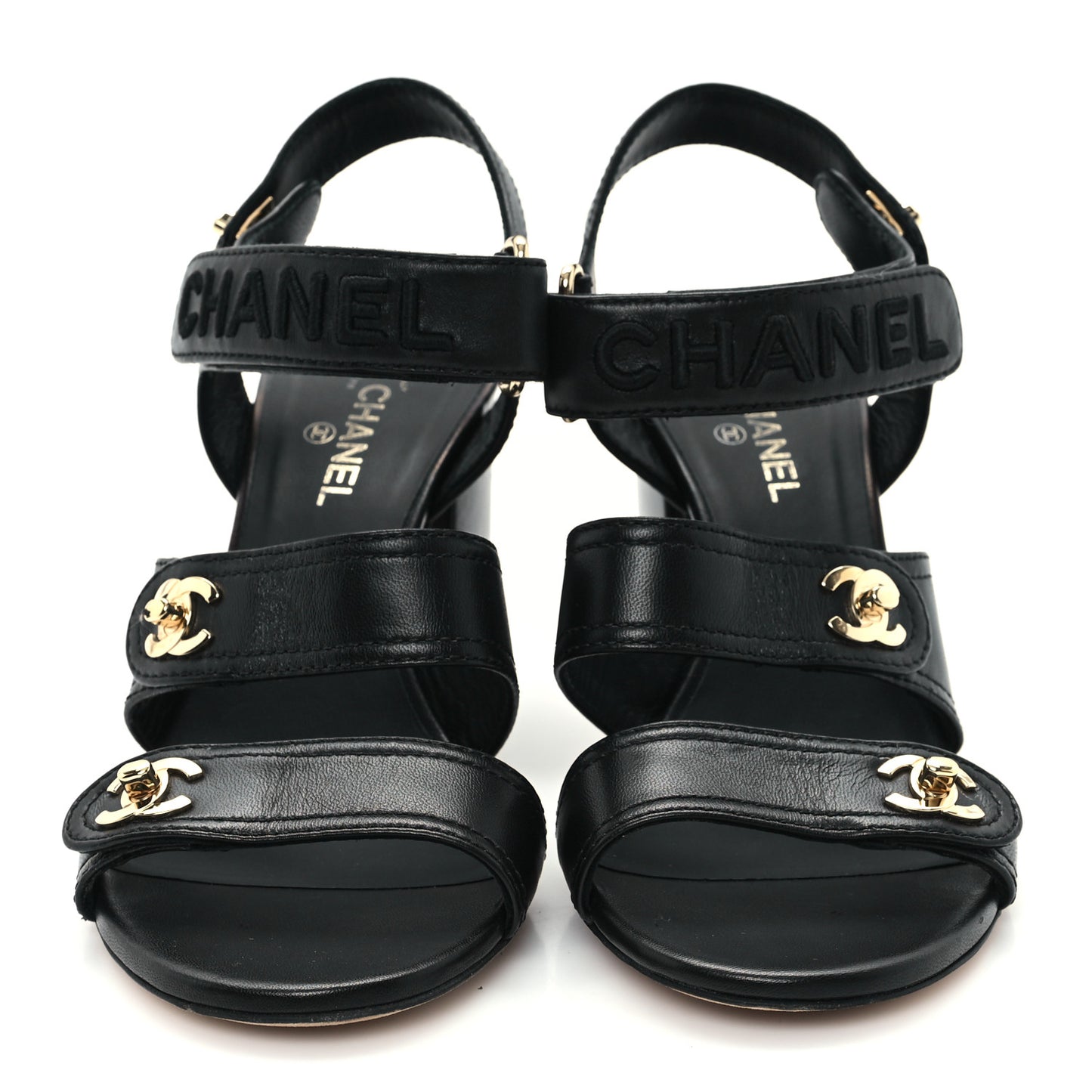 Lambskin CC Turnlock Sandals 37 Black