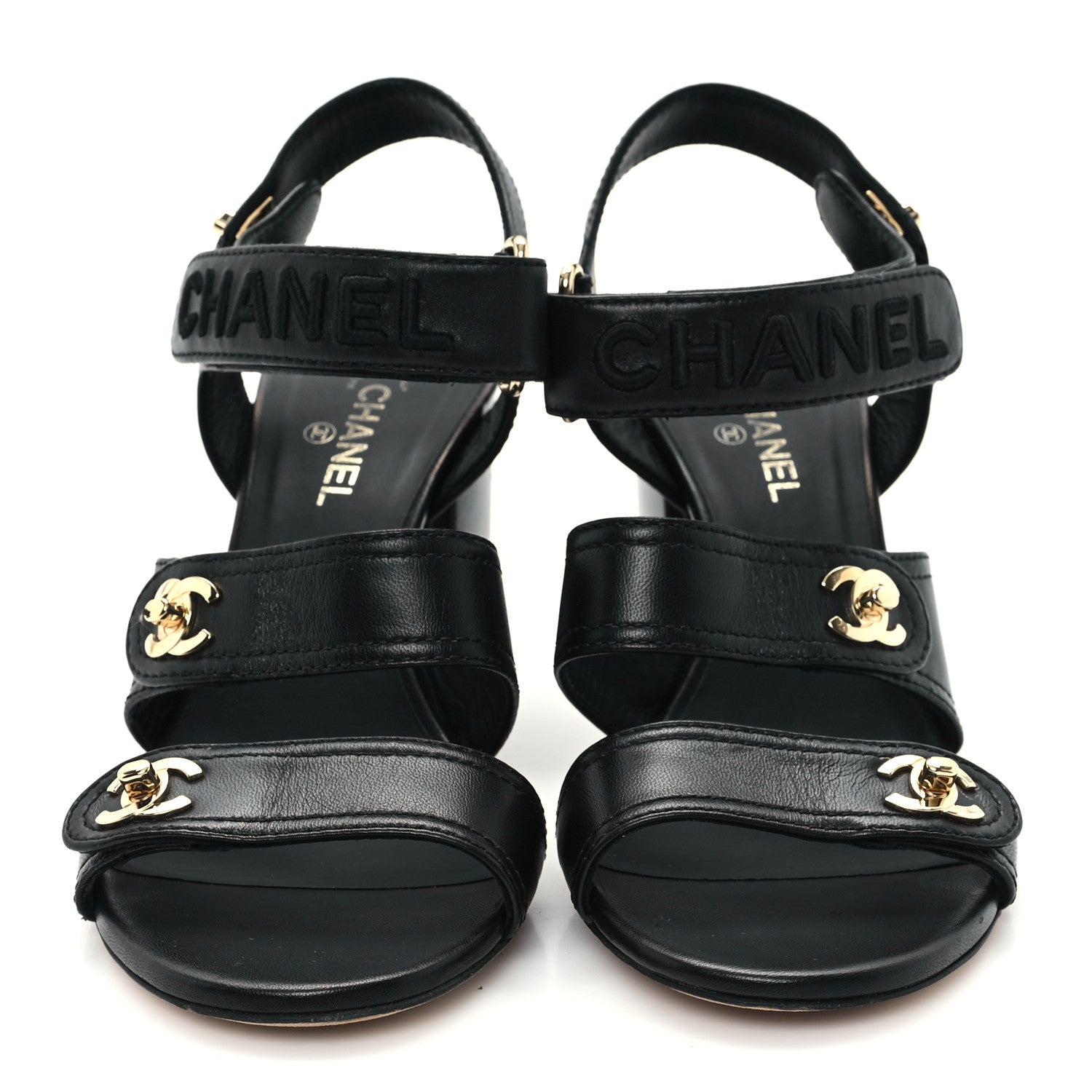 Chanel Lambskin CC Turnlock Sandals 37 Black 3 of 10