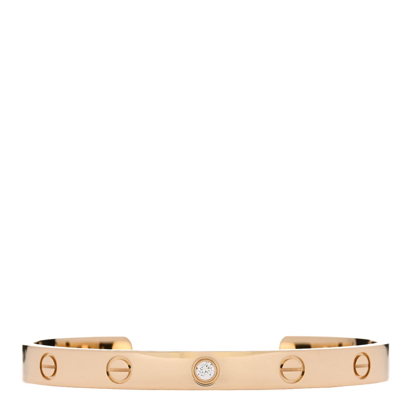 18K Yellow Gold 1 Diamond LOVE Cuff Bracelet 17