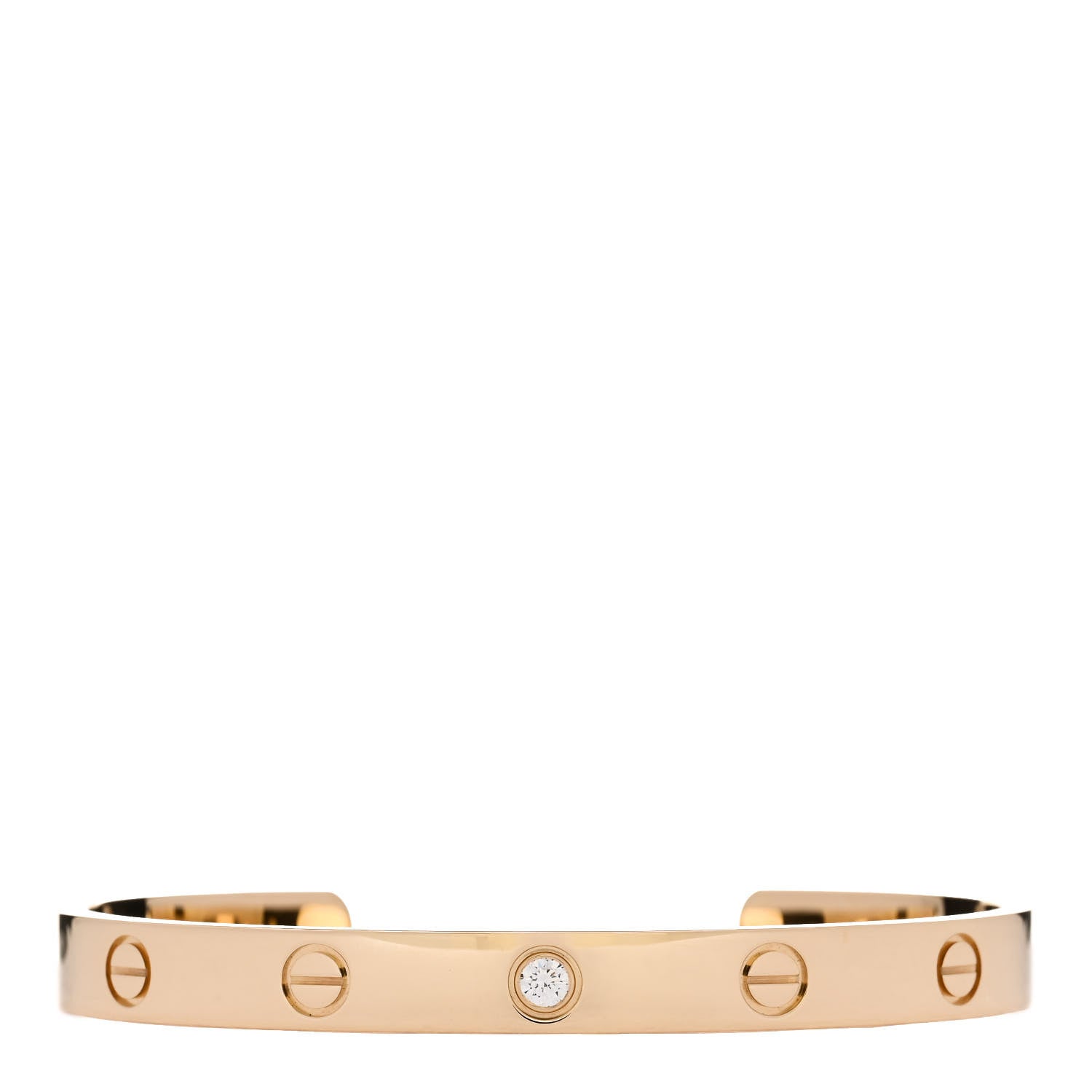 Cartier 18K Yellow Gold 1 Diamond LOVE Cuff Bracelet 17 1 of 3