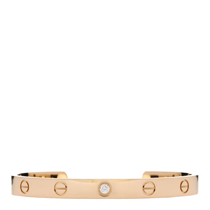 Cartier 18K Yellow Gold 1 Diamond LOVE Cuff Bracelet 17 1 of 3