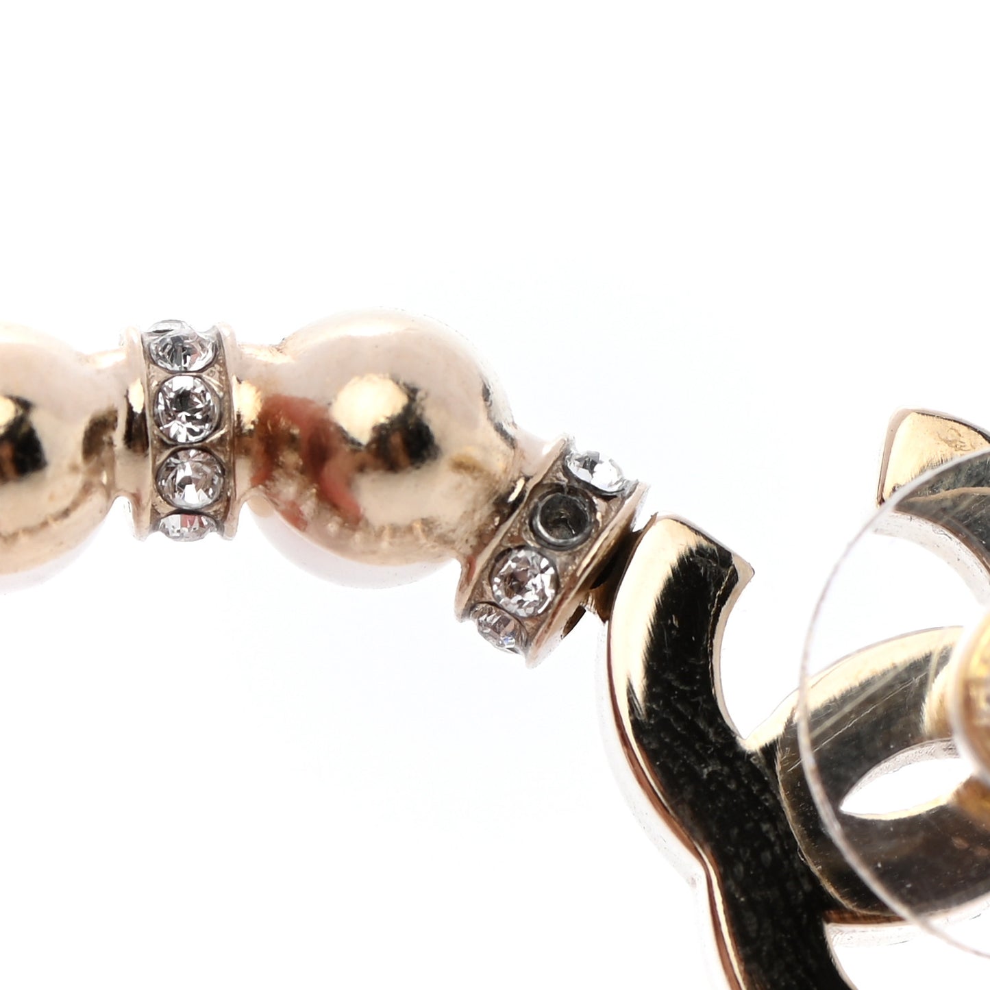 Pearl Crystal Nefertiti CC Drop Earrings Gold