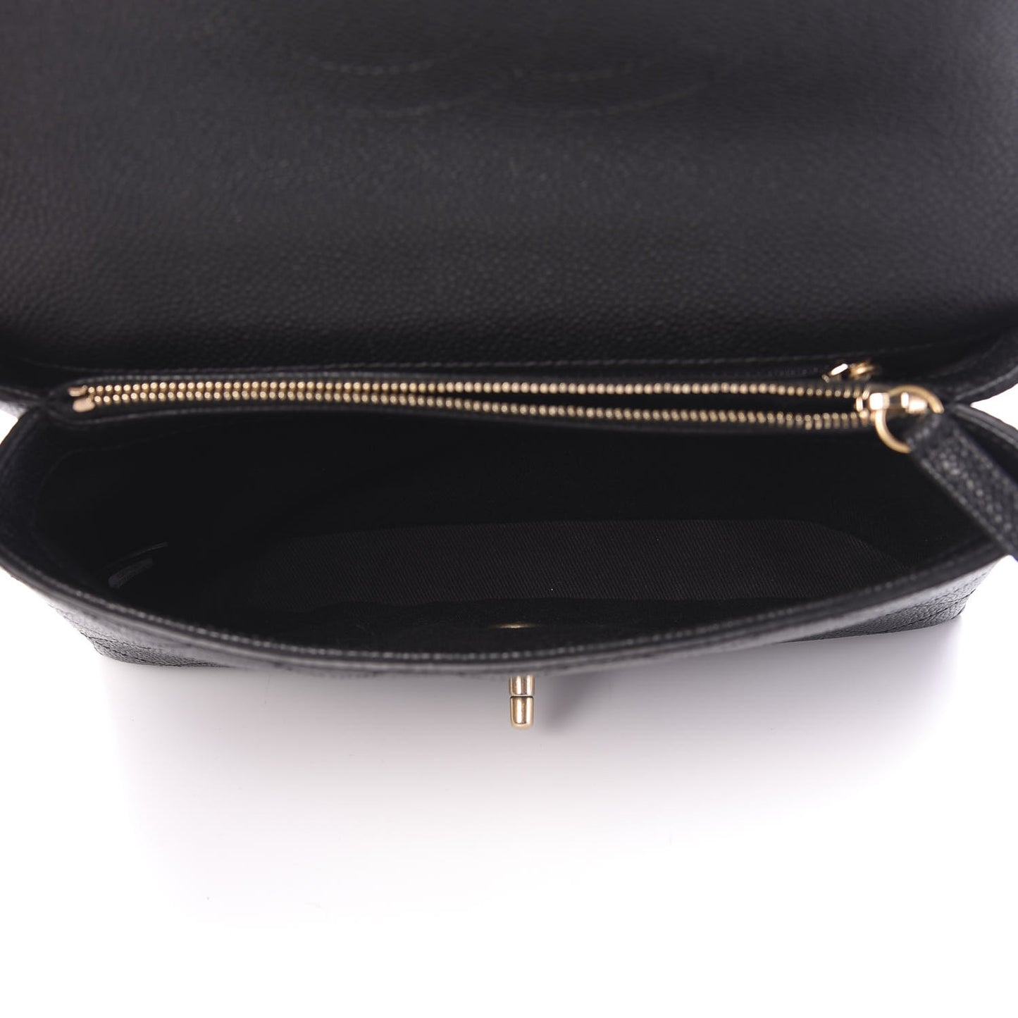 Grained Calfskin Small Stitched Flap Black