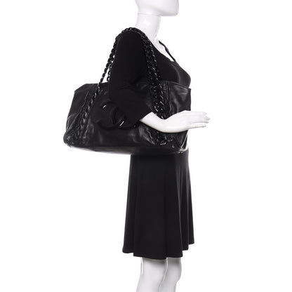 Chanel Calfskin Modern Chain Rhodoid East West Tote Black 2 of 10