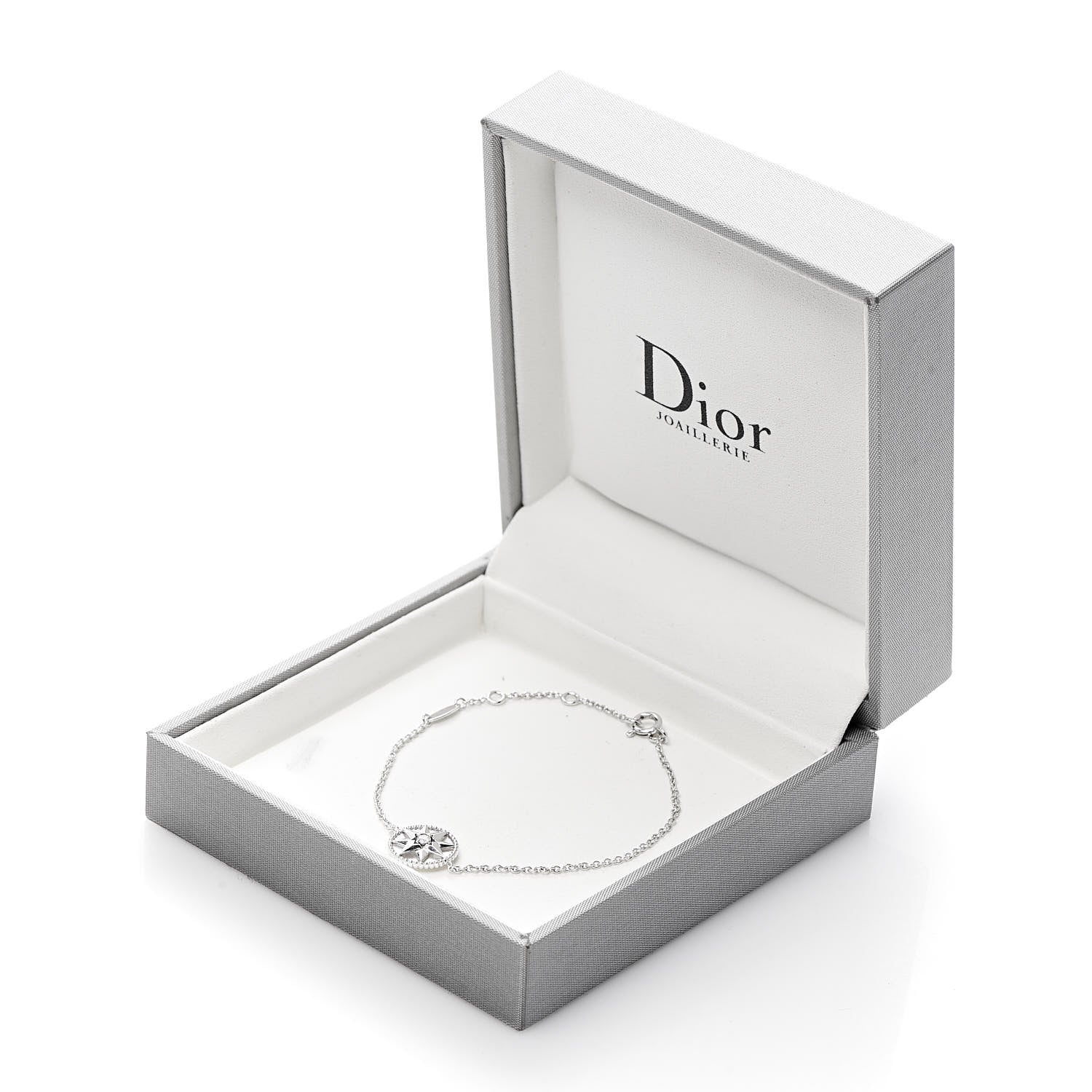 Christian Dior 18K White Gold Diamond Mother of Pearl Rose Des Vents Bracelet 7 of 7