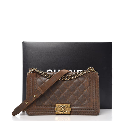 Chanel Nubuck Quilted Medium Boy Flap Brown 14 of 14