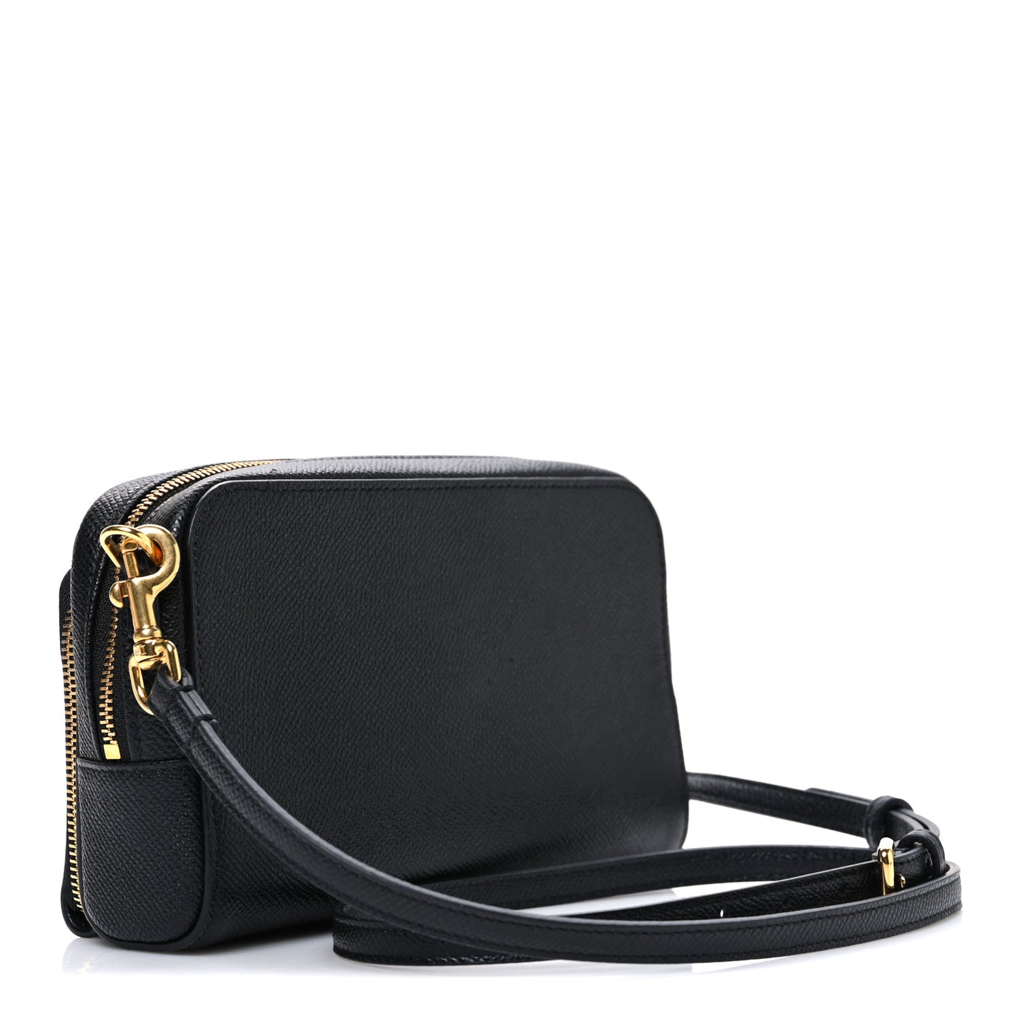 Grained Calfskin Caro Double Pouch Black