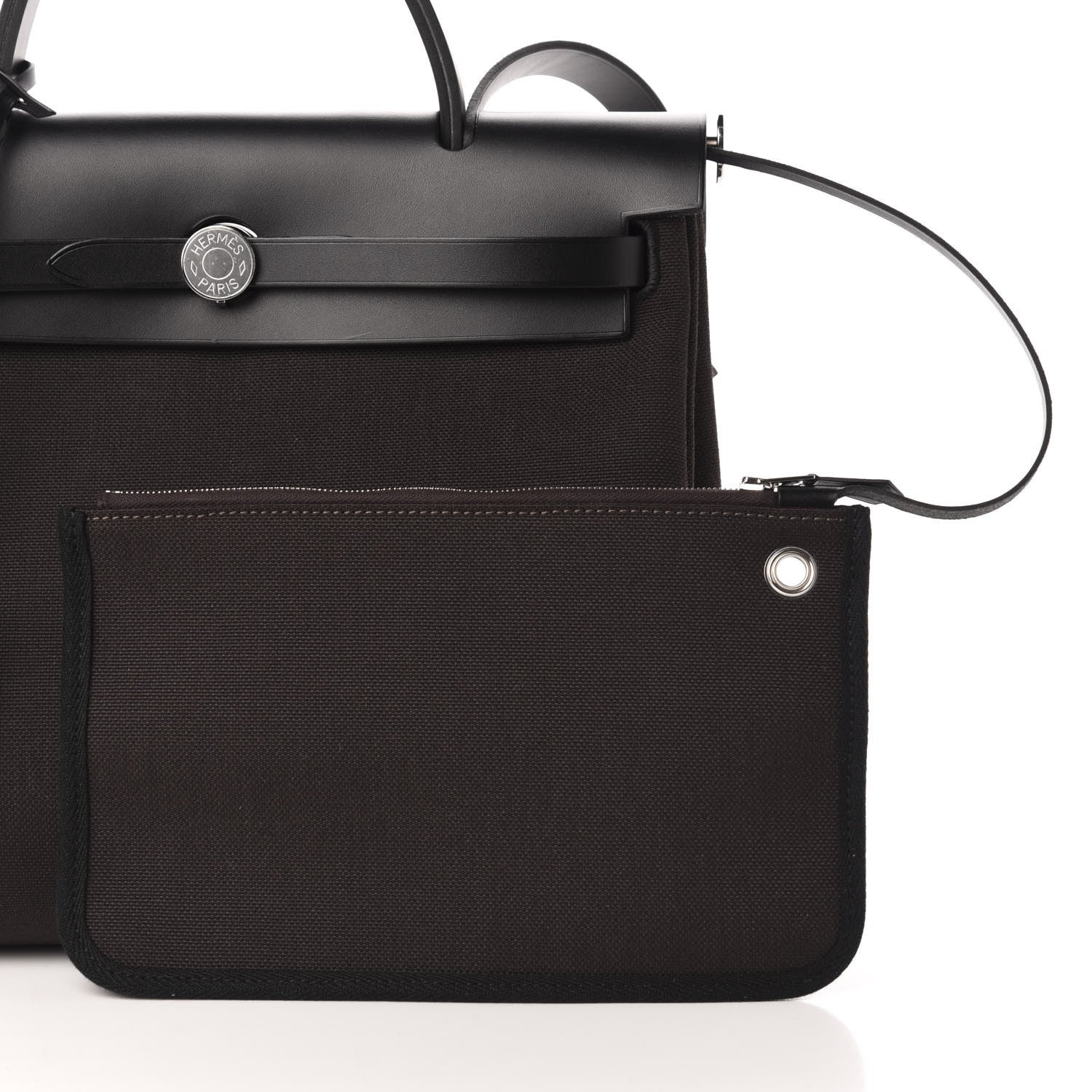 Hermes Military Toile Vache Hunter Herbag Zip Retourne 31 PM Black Ebene 8 of 14