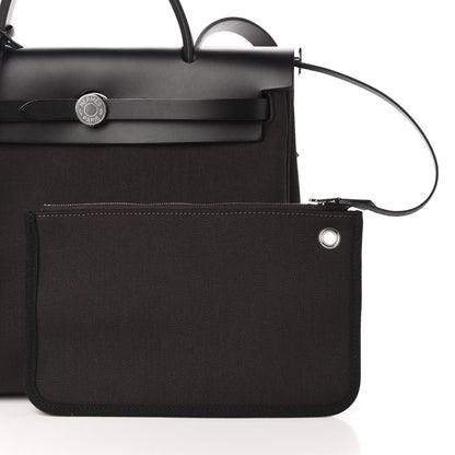 Hermes Military Toile Vache Hunter Herbag Zip Retourne 31 PM Black Ebene 8 of 14