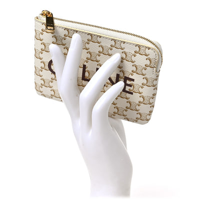 Celine Triomphe Canvas Coin and Card Pouch White 2 of 5