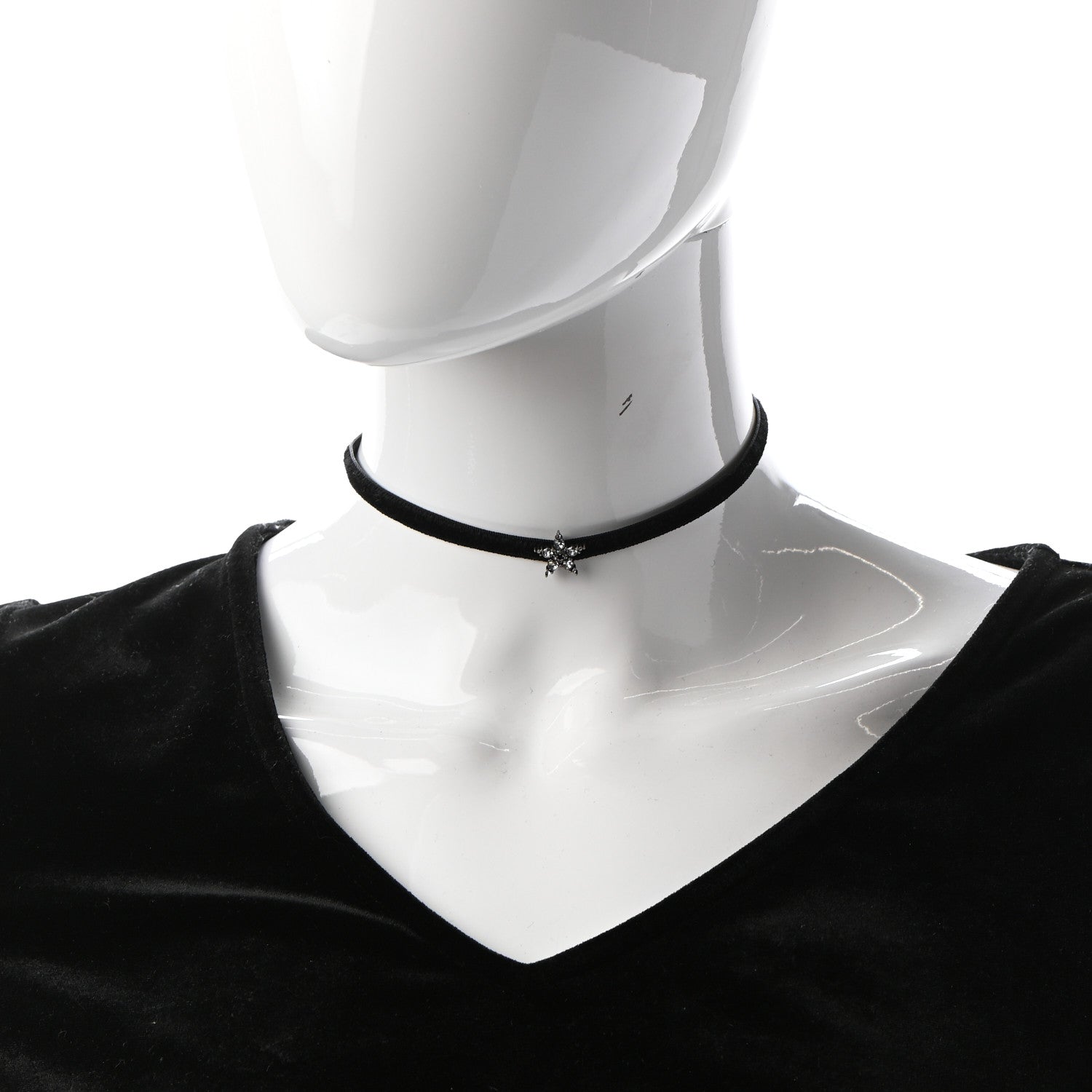 Christian Dior Velvet Crystal Star Choker Necklace Black 2 of 6