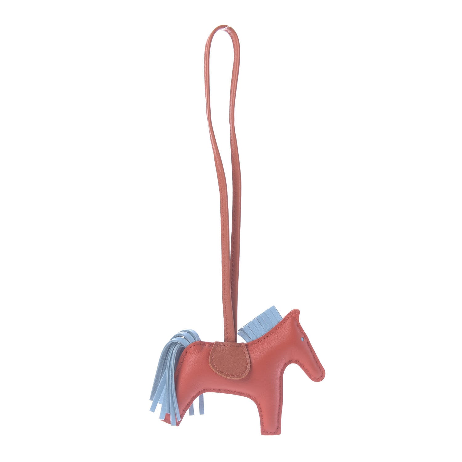 Hermes Milo Lambskin Grigri Rodeo Horse Bag Charm PM Capucine Celeste Cornaline 1 of 5