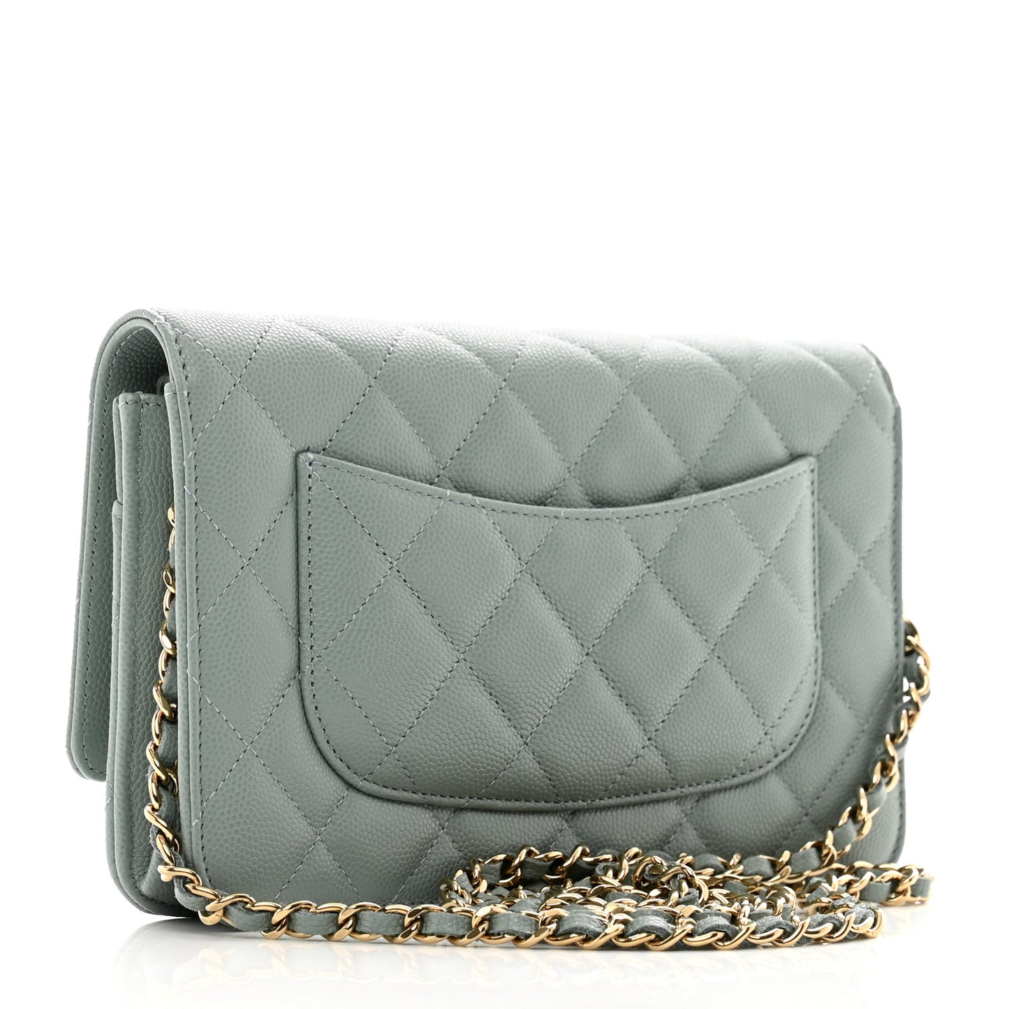 Caviar Quilted Wallet On Chain WOC Grey