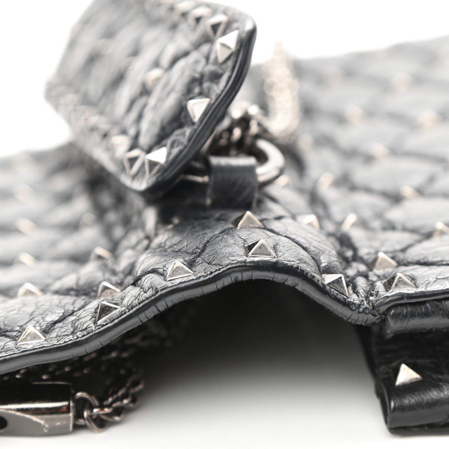 Valentino Garavani Craquele Nappa Small Rockstud Spike Shoulder Bag Black 11 of 12