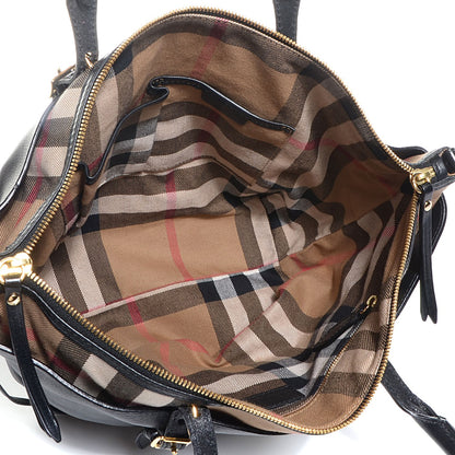 Burberry Soft Leather House Check Small Salisbury Tote Black 7 of 14