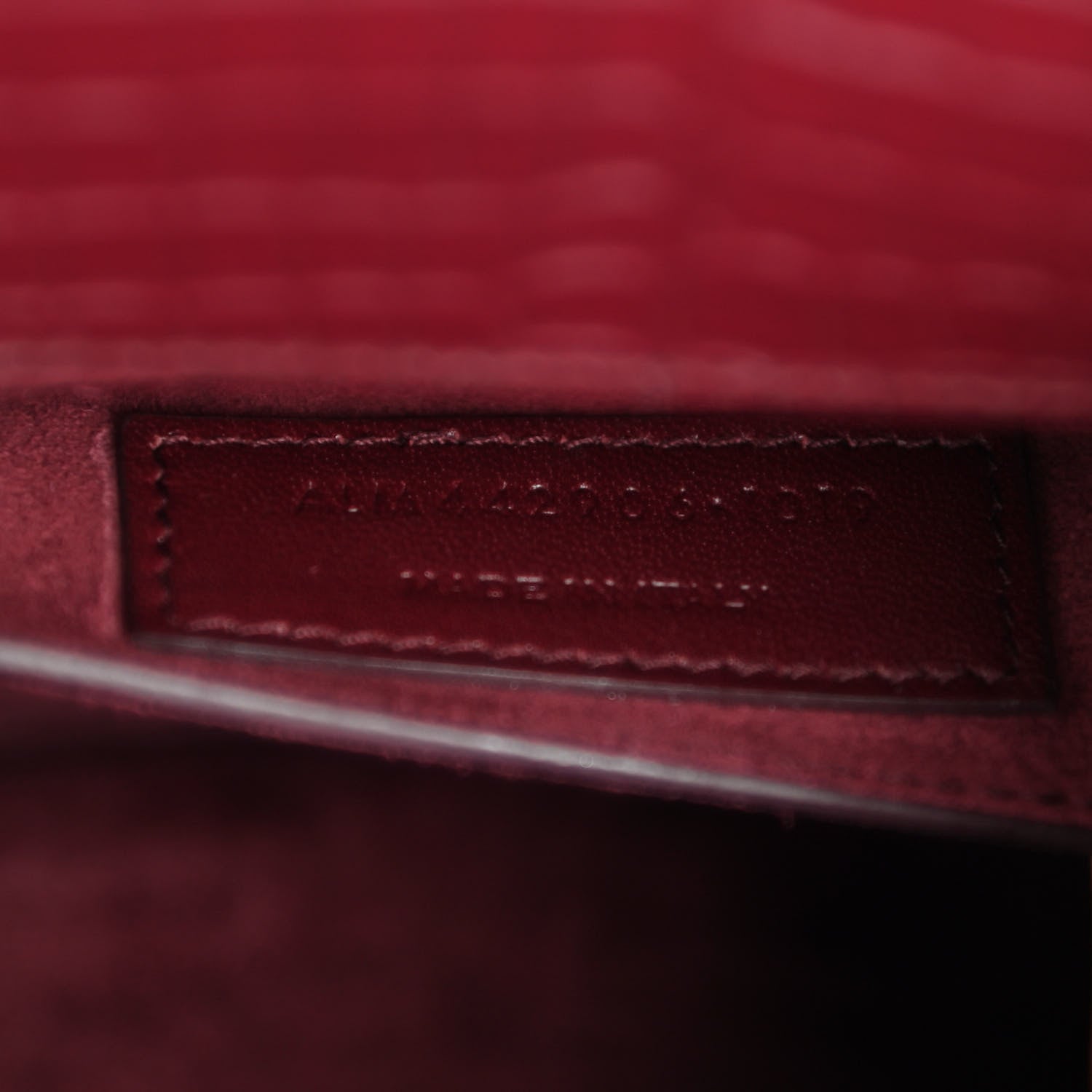 Saint Laurent Calfskin Crocodile Embossed Medium Monogram Sunset Rouge Legion 7 of 8