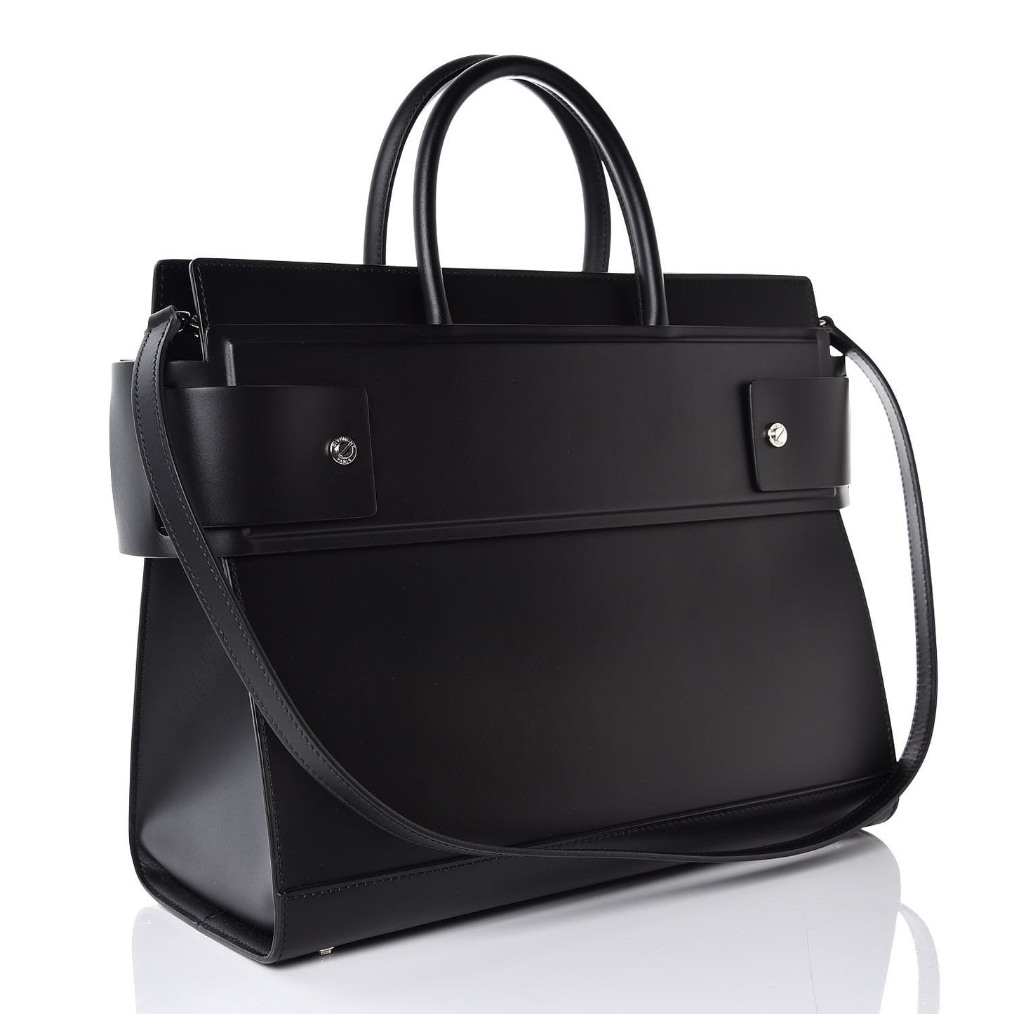 Smooth Calfskin Medium Horizon Satchel Black