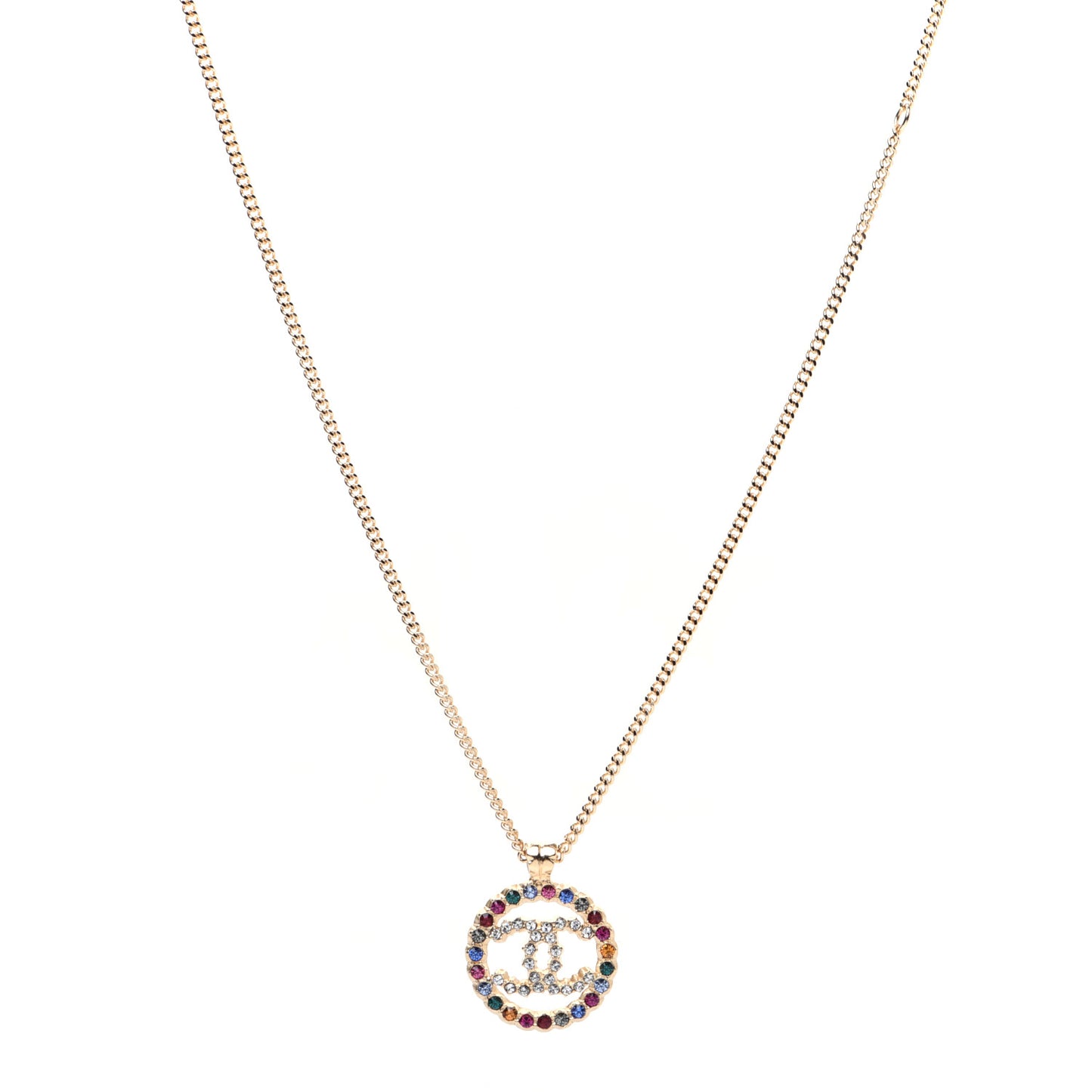 Crystal Over The Rainbow CC Pendant Necklace Gold Multicolor
