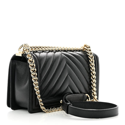 Chanel Caviar Chevron Quilted Medium Boy Flap Black 3 of 12