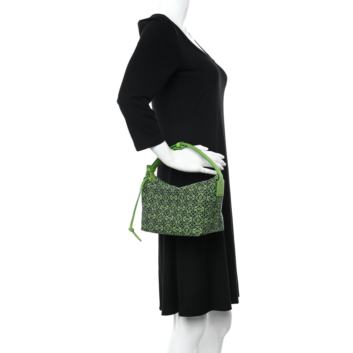 Loewe Jacquard Anagram Calfskin Small Cubi Bag Apple Green 2 of 11