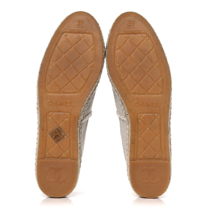 Chanel Canvas Velvet CC Espadrilles 39 Beige Black 5 of 12