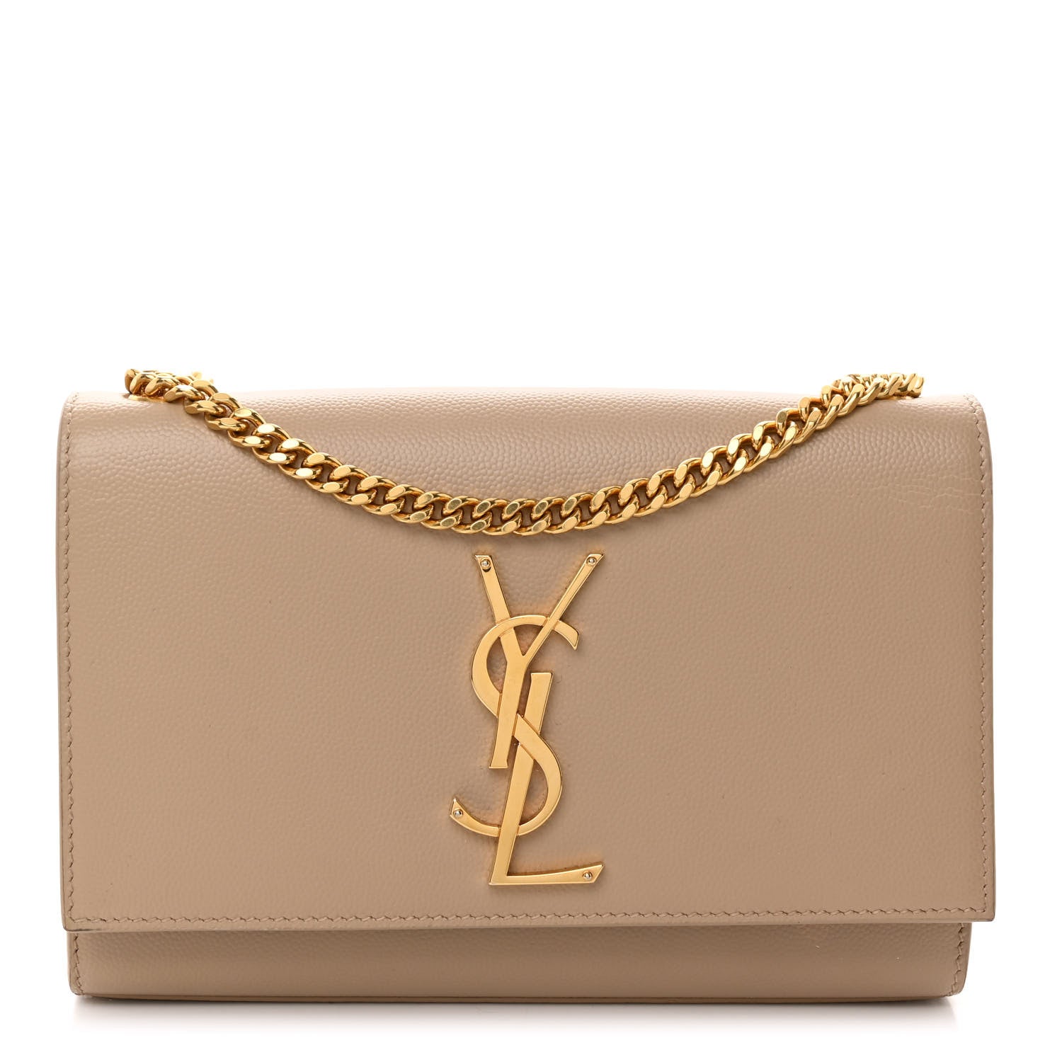 Saint Laurent Grain De Poudre Small Monogram Kate Satchel Dark Beige 1 of 10