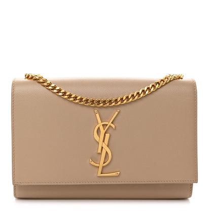 Saint Laurent Grain De Poudre Small Monogram Kate Satchel Dark Beige 1 of 10
