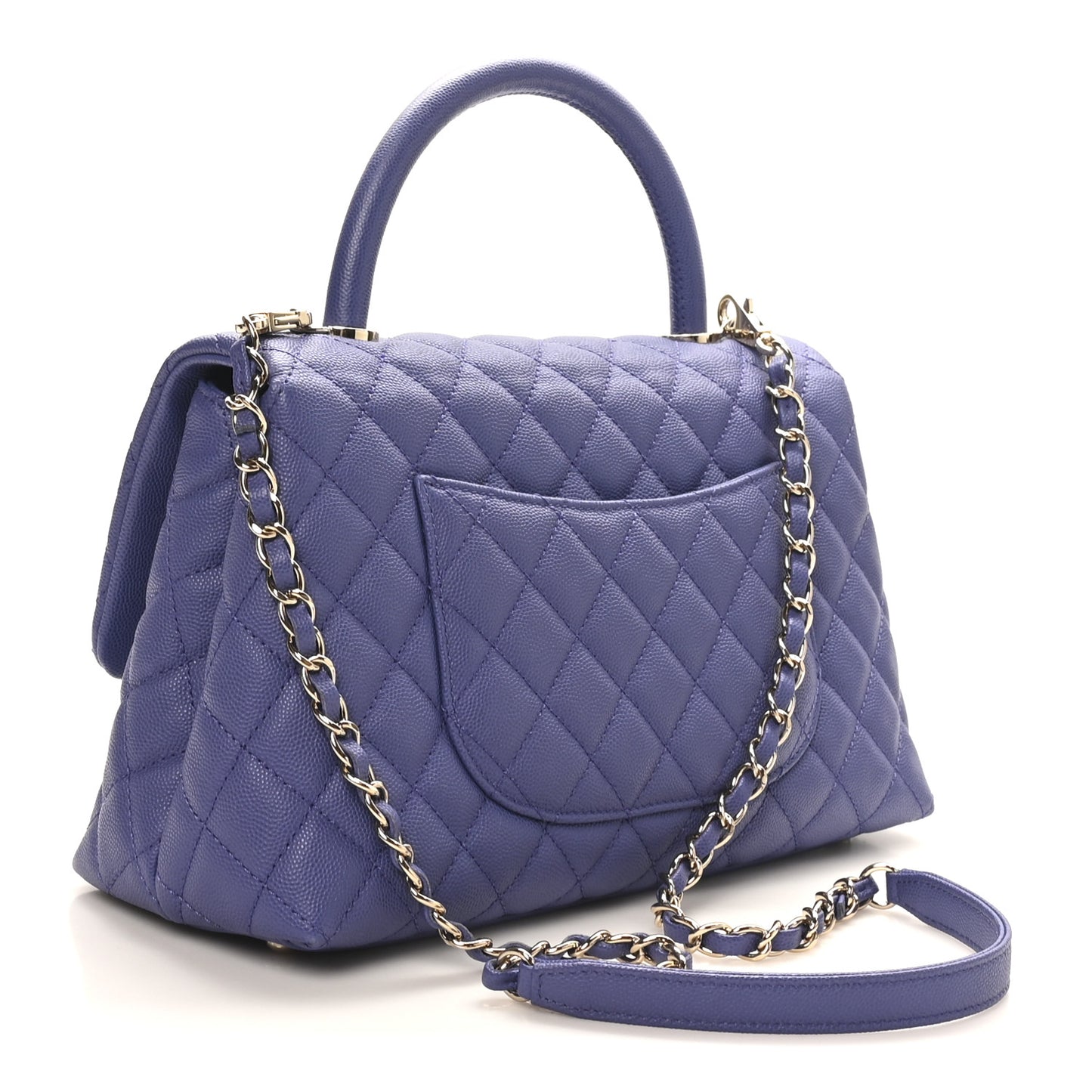 Caviar Quilted Small Coco Handle Flap Dark Purple