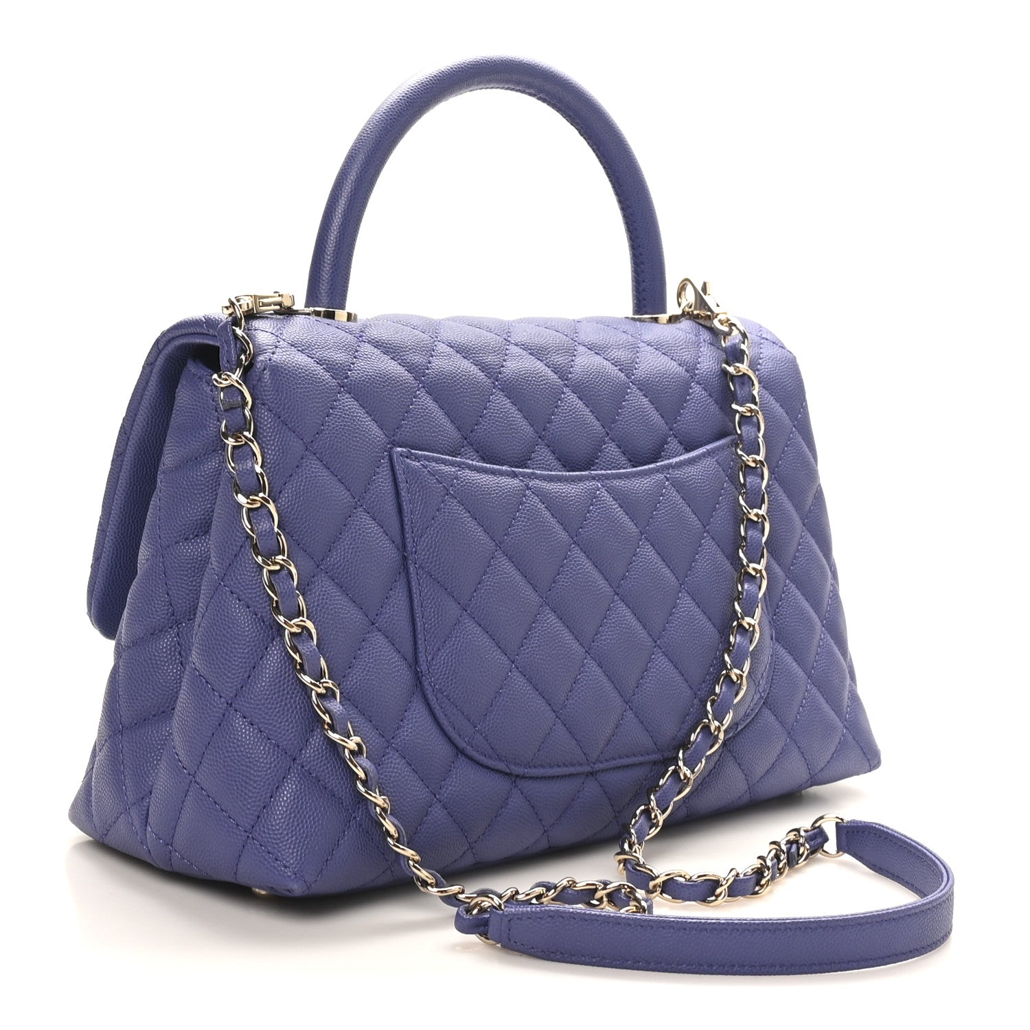 Chanel Caviar Quilted Small Coco Handle Flap Dark Purple 3 of 10