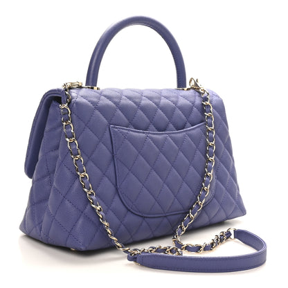 Chanel Caviar Quilted Small Coco Handle Flap Dark Purple 3 of 10