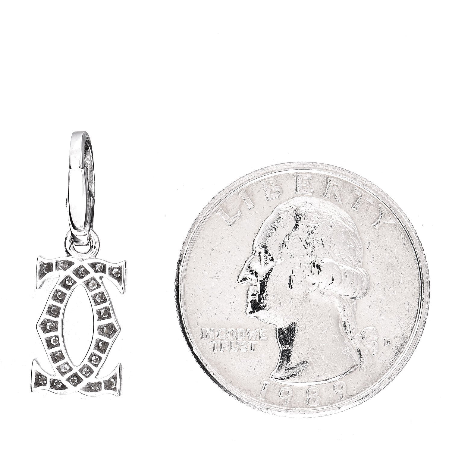 Cartier 18K White Gold Diamond Logo Charm 2 of 3