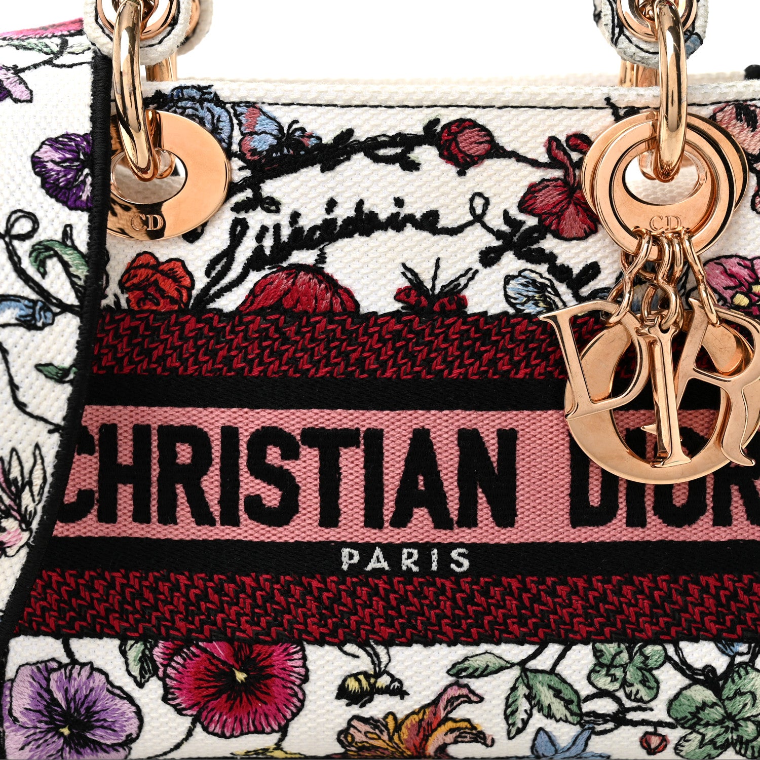 Christian Dior Canvas Florilegio Embroidered Mini Lady D-Lite White Multicolor 8 of 10