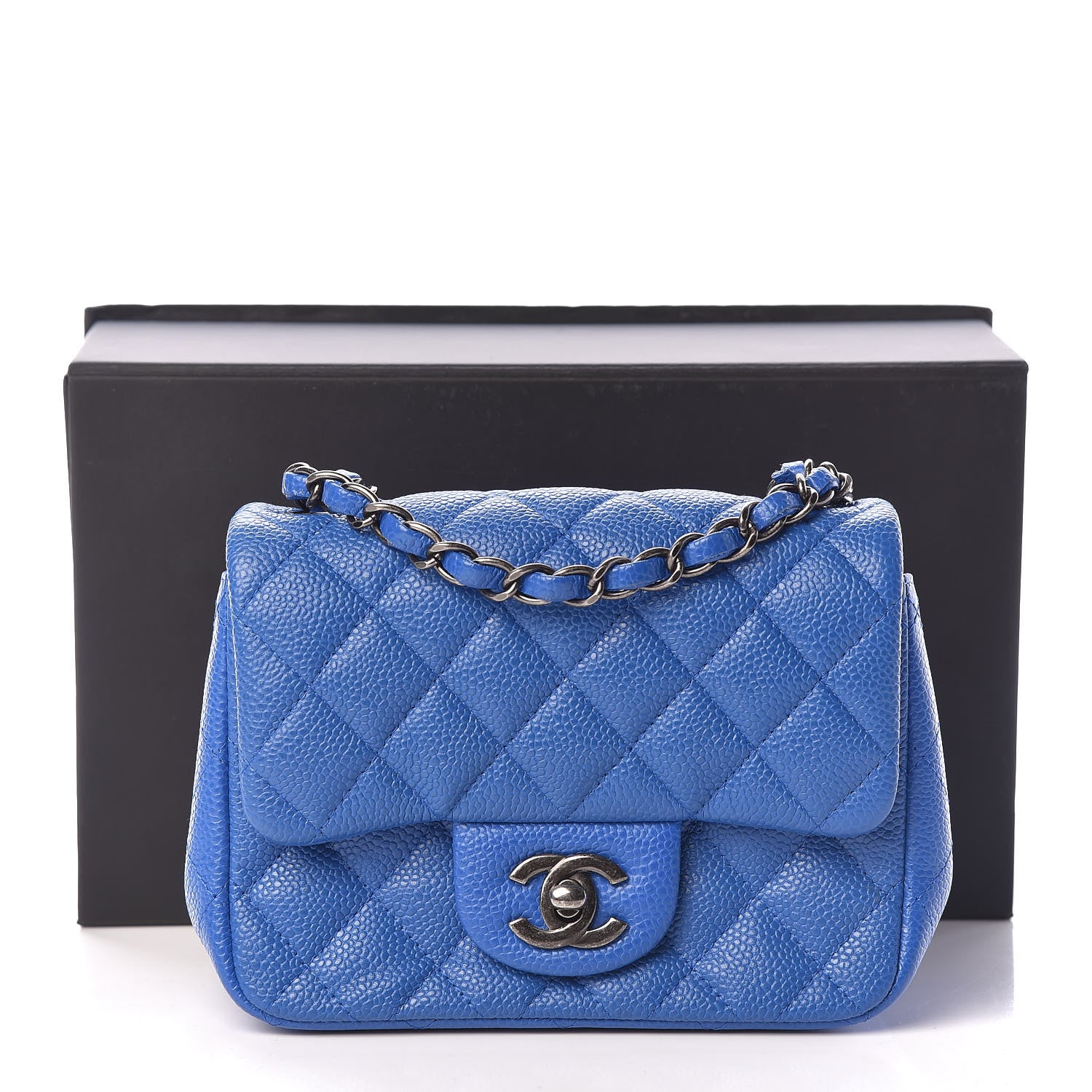 Chanel Caviar Quilted Mini Square Flap Blue 11 of 11